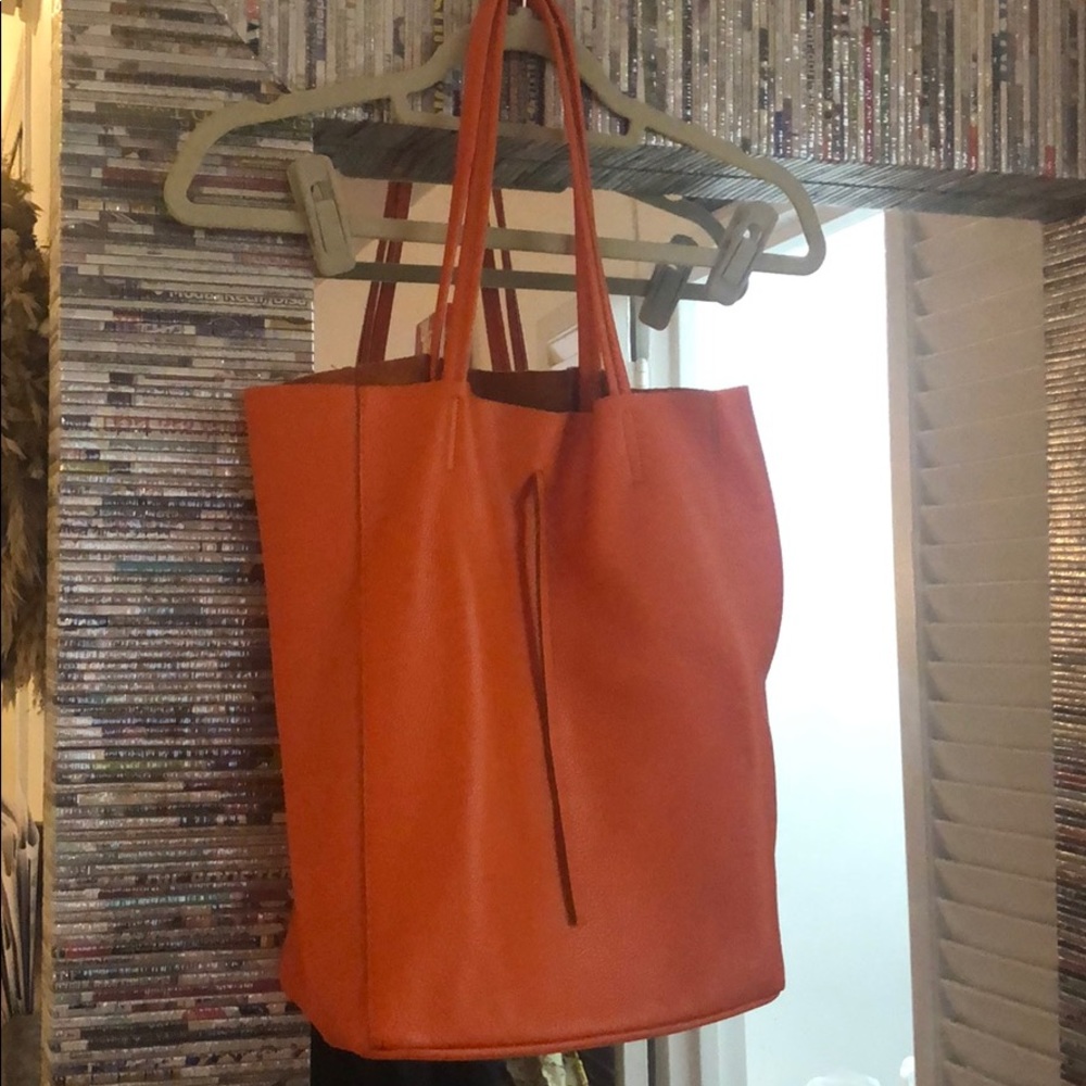 Orange leather bag